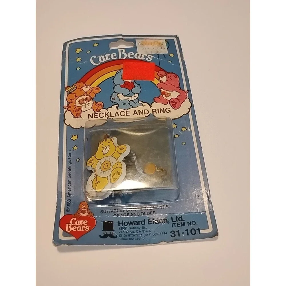 Care Bears Necklace And Ring Vintage 1983 Howard Eldon Ltd Sunshine Bear